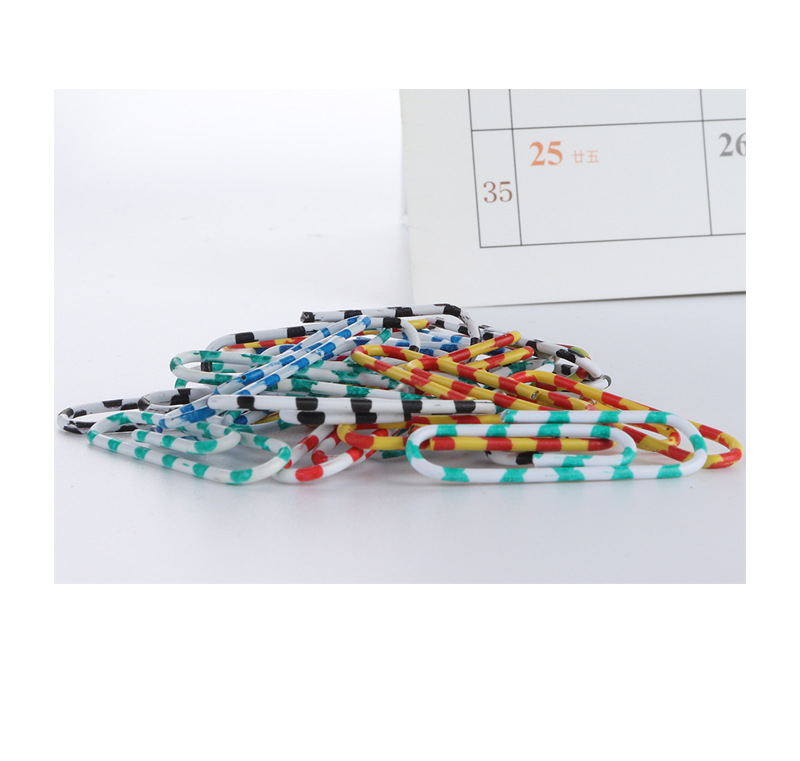Yiwu factory direct sale zebra-print color plastic 28mm paper clip round box packaging 160 paper clip bookmark