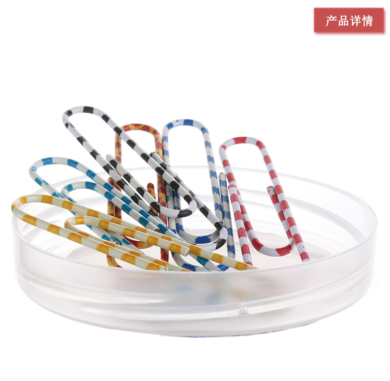 Yiwu factory direct sale zebra-print color plastic 28mm paper clip round box packaging 160 paper clip bookmark Yiwu factory direct sale zebra-print color plastic 28mm paper clip round box packaging 160 paper clip bookmark
