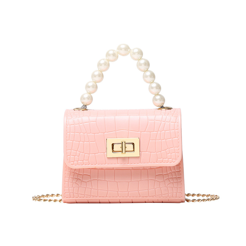 Women&#039;s Bag 2021 New Mini Crocodile Pattern Lock Pearl Handle Gel Bag Fresh Lipstick Pack Foreign Trade