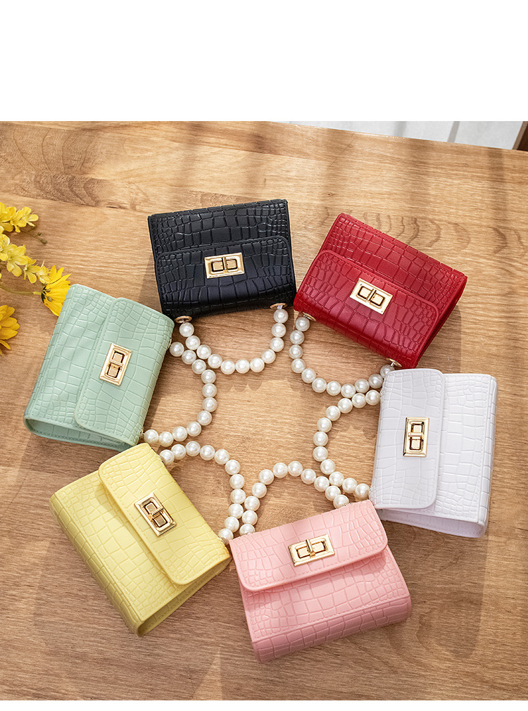 Women's Bag 2021 New Mini Crocodile Pattern Lock Pearl Handle Gel Bag Fresh Lipstick Pack Foreign Trade
