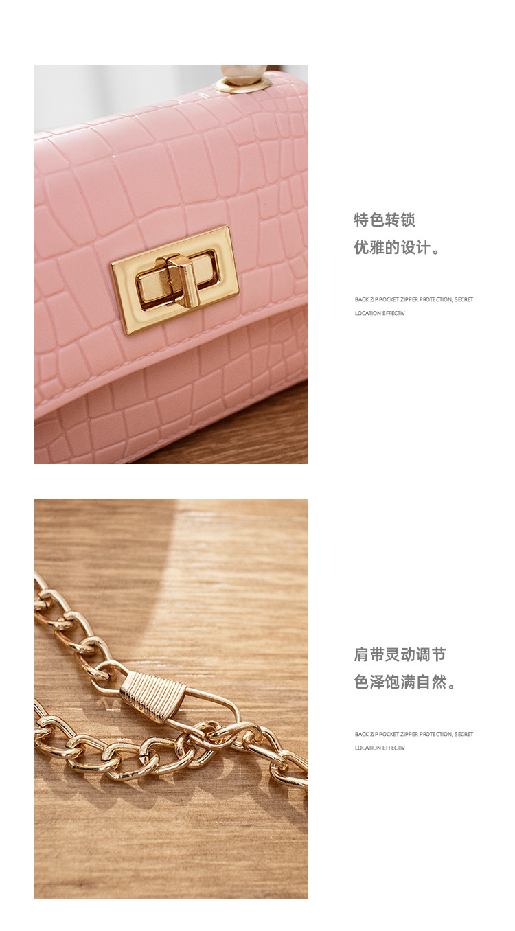 Women's Bag 2021 New Mini Crocodile Pattern Lock Pearl Handle Gel Bag Fresh Lipstick Pack Foreign Trade
