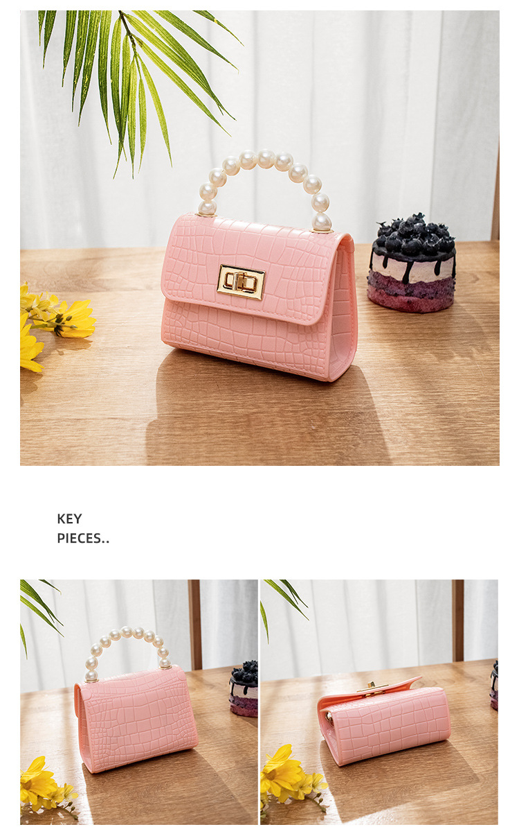 Women's Bag 2021 New Mini Crocodile Pattern Lock Pearl Handle Gel Bag Fresh Lipstick Pack Foreign Trade