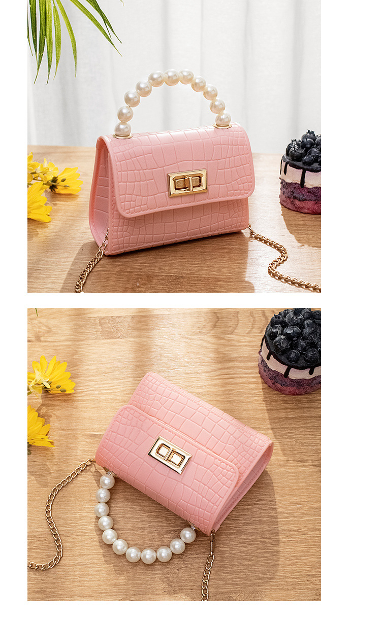 Women's Bag 2021 New Mini Crocodile Pattern Lock Pearl Handle Gel Bag Fresh Lipstick Pack Foreign Trade