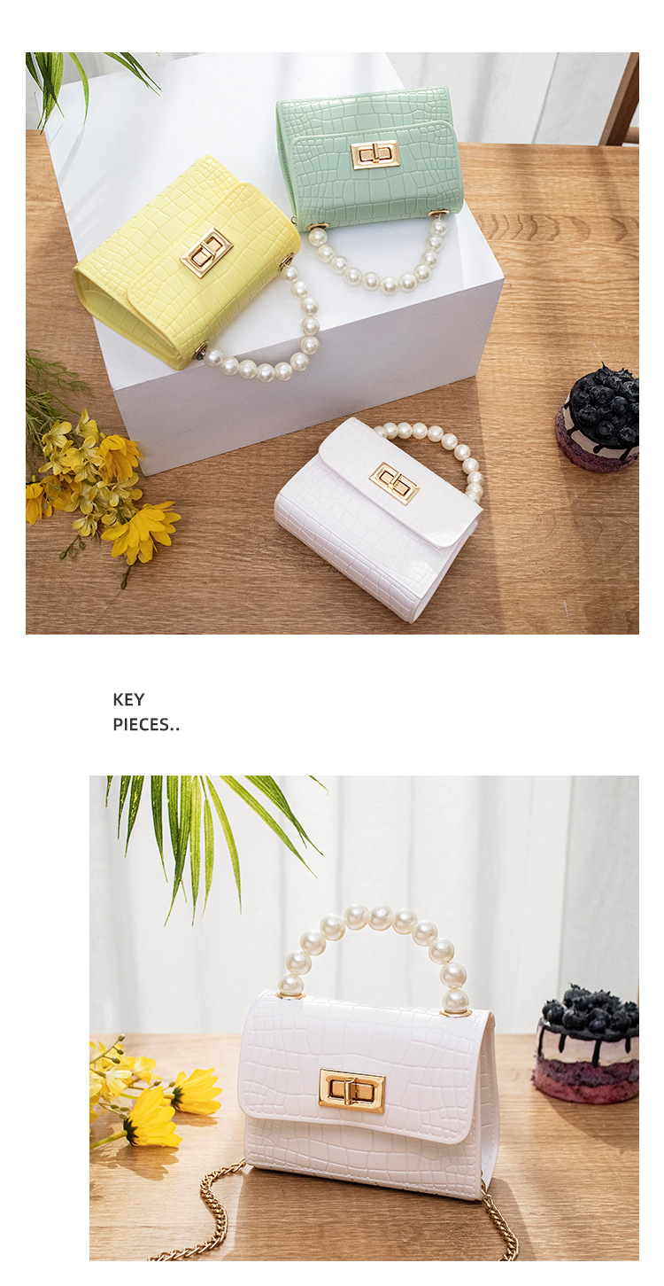 Women's Bag 2021 New Mini Crocodile Pattern Lock Pearl Handle Gel Bag Fresh Lipstick Pack Foreign Trade