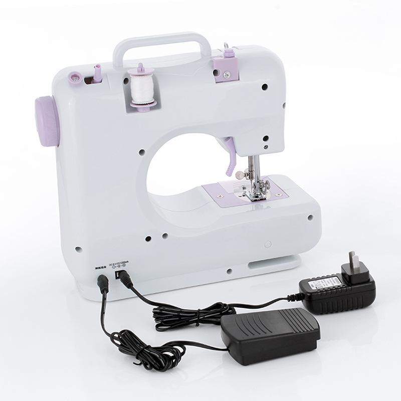 Cross-Border Amazon Household Sewing Machine Mini Portable Lock Edge Buttonholing Sewing Machine for Thick Fabric
