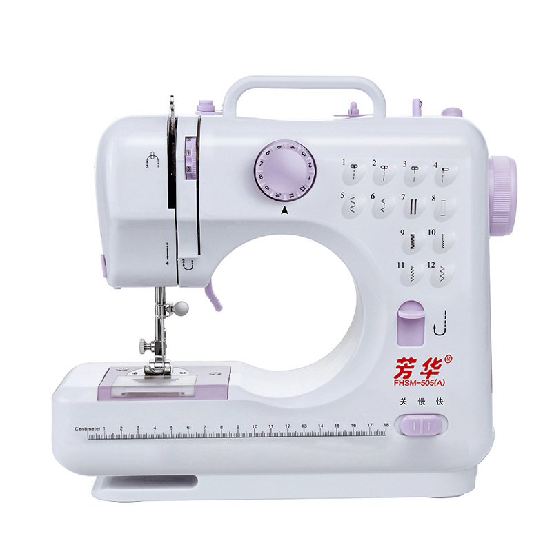 Cross-Border Amazon Household Sewing Machine Mini Portable Lock Edge Buttonholing Sewing Machine for Thick Fabric