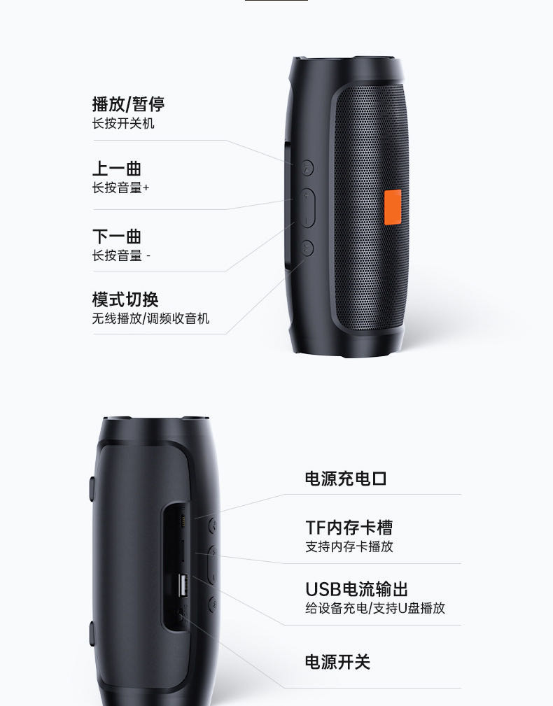 Foreign Trade Wireless Bluetooth Speaker Outdoor Car Card Subwoofer Household Desk Voice Mini Lock and Load Spray Audio