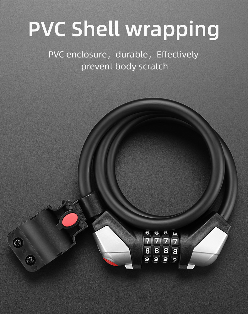 05156 Bicycle with Light Four-Digit Password Lock Anti-Theft with Light 4-Digit Password Lock Ring Cable Lock
