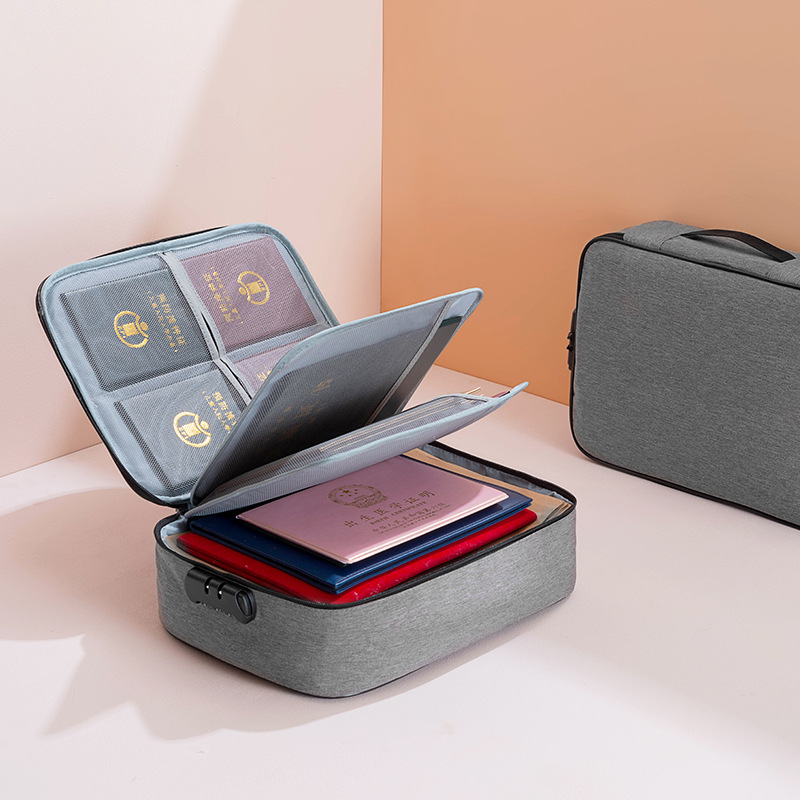 ID Storage Bag Travel Household Multi-Layer Large Capacity File File Bag Portable with Lock Buggy Bag Factory
