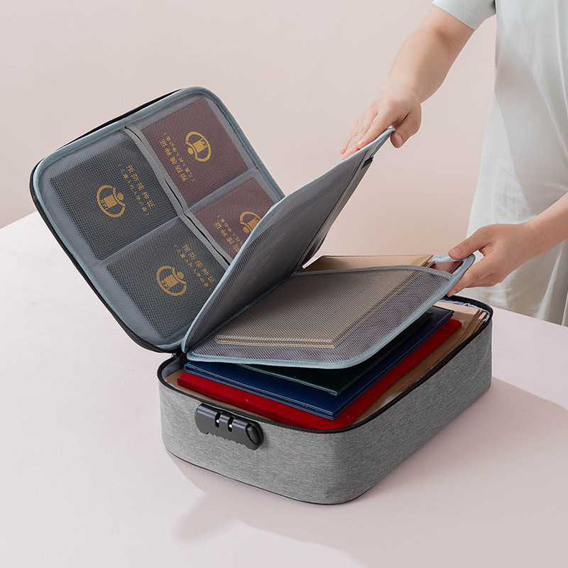 ID Storage Bag Travel Household Multi-Layer Large Capacity File File Bag Portable with Lock Buggy Bag Factory