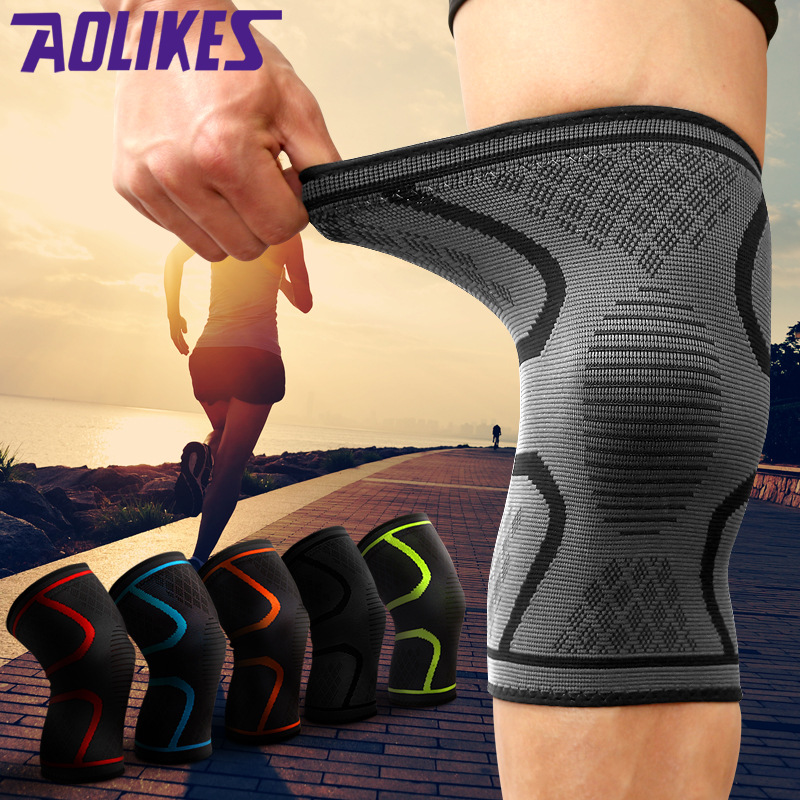 Sports Kneecaps Autumn and Winter Running Basketball Cycling Fitness Anti-Slip Men&#039;s and Women&#039;s Breathable Thin Color Nylon Knee Pads
