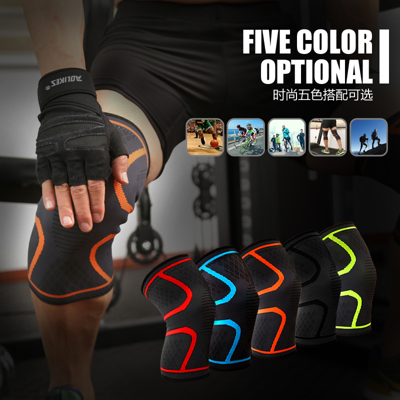 Sports Kneecaps Autumn and Winter Running Basketball Cycling Fitness Anti-Slip Men&#039;s and Women&#039;s Breathable Thin Color Nylon Knee Pads