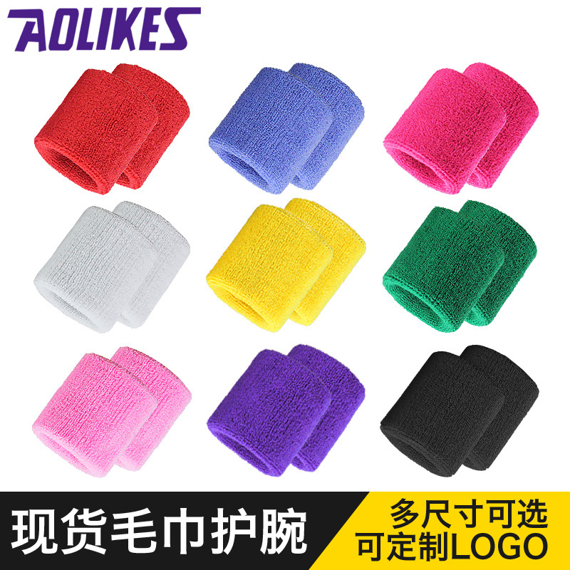 Sweat Towel Wristband Sports Bodybuilding Fitness Running Basketball Wristband Breathable Cotton Sports Wrist Protector Customized Wholesale