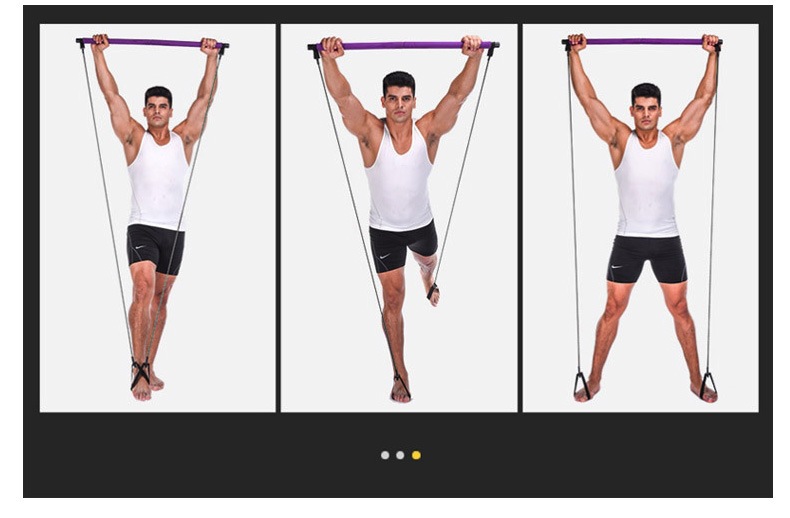 Pilates Fitness Stick Yoga Tension Bar Resistance Tube Pulling Rope Multi-Function Dance Fitness Equipment