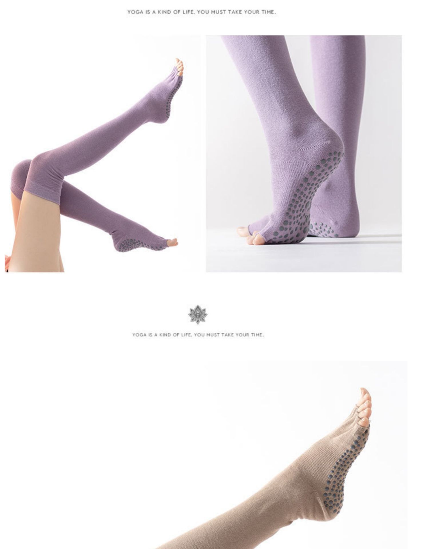 Yoga Socks Children's Professional Non-Slip Autumn and Winter Long Tube over-the-Knee Trampoline Sports Fitness Pilates Five Toe Socks