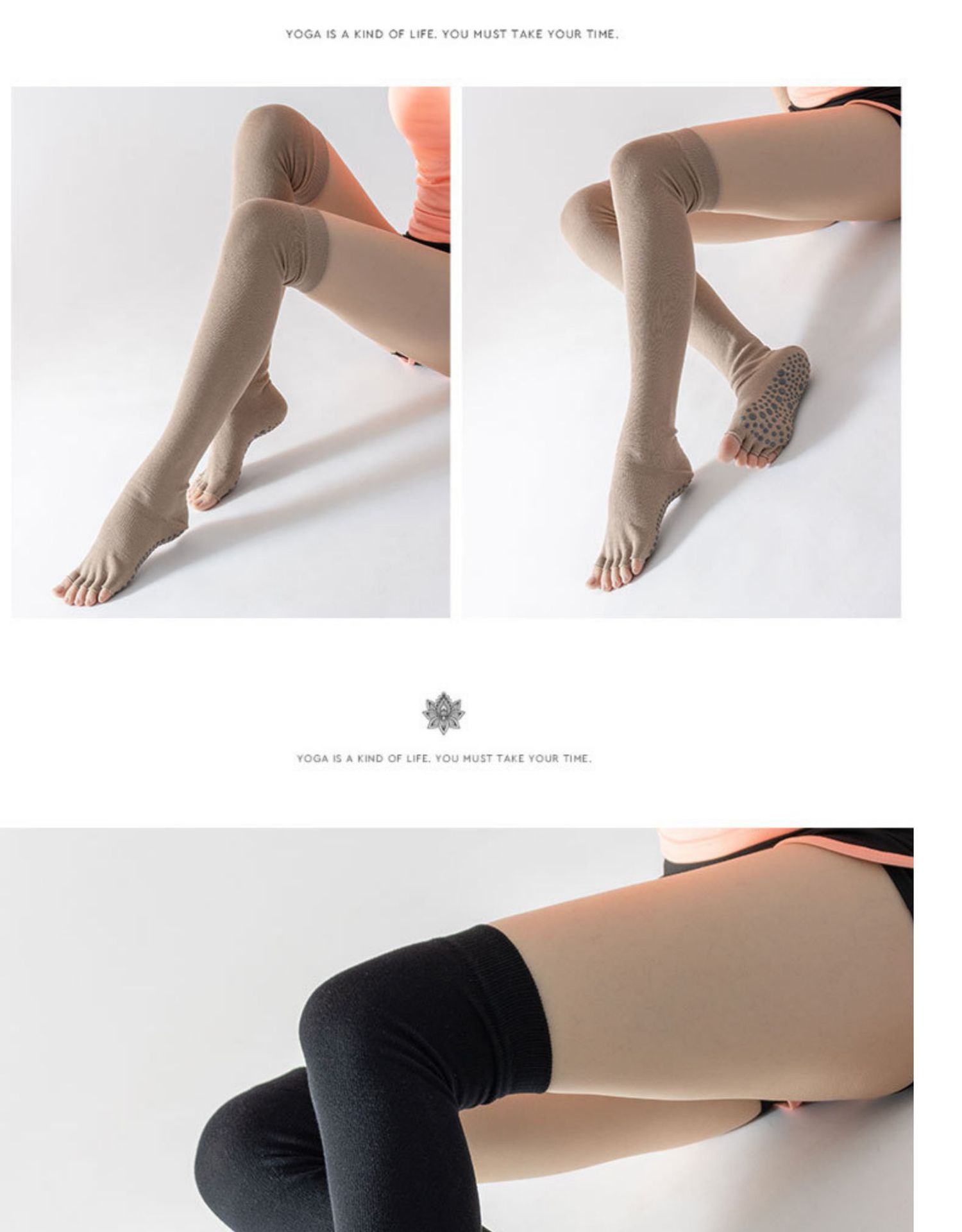 Yoga Socks Children's Professional Non-Slip Autumn and Winter Long Tube over-the-Knee Trampoline Sports Fitness Pilates Five Toe Socks