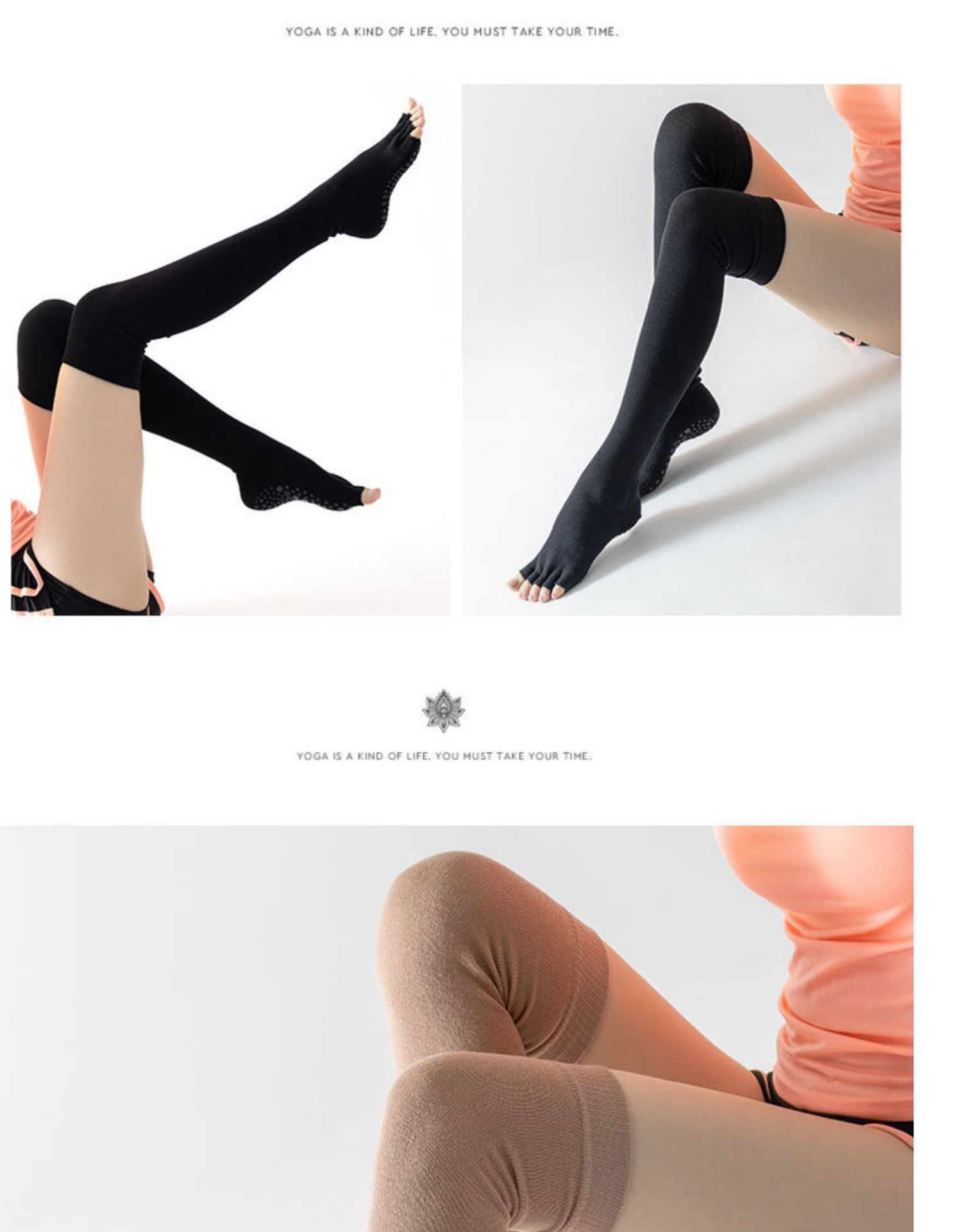 Yoga Socks Children's Professional Non-Slip Autumn and Winter Long Tube over-the-Knee Trampoline Sports Fitness Pilates Five Toe Socks