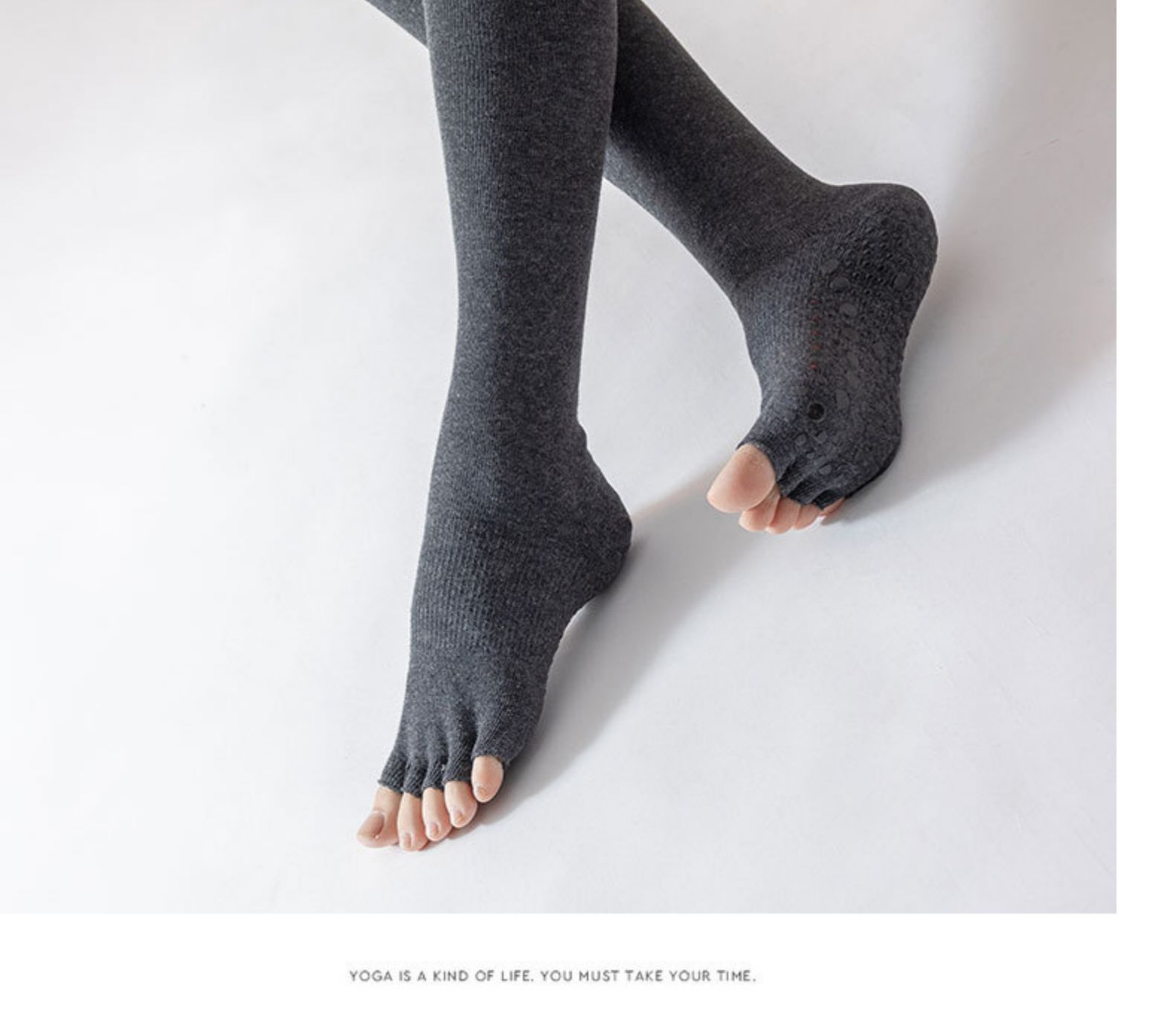 Yoga Socks Children's Professional Non-Slip Autumn and Winter Long Tube over-the-Knee Trampoline Sports Fitness Pilates Five Toe Socks