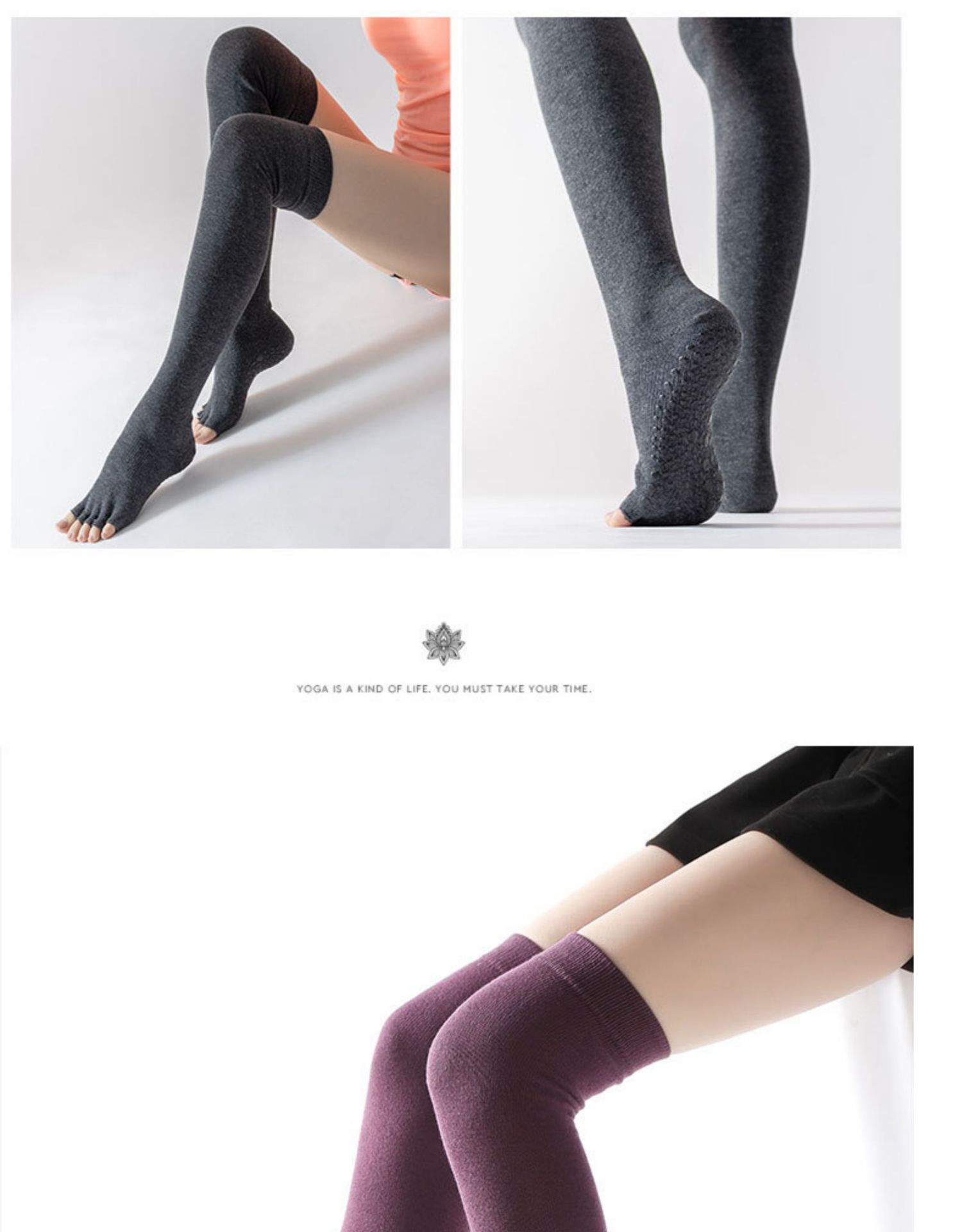 Yoga Socks Children's Professional Non-Slip Autumn and Winter Long Tube over-the-Knee Trampoline Sports Fitness Pilates Five Toe Socks
