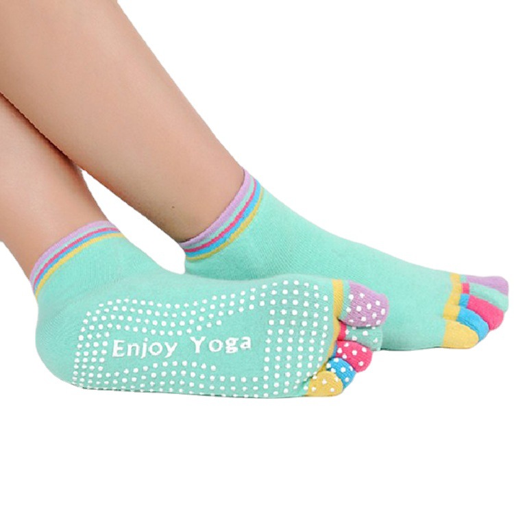 Non-Slip Five Finger Yoga Pilates Trampoline Socks Professional Sports Dispensing Indoor Floor Massage Cotton Socks Factory Direct Supply