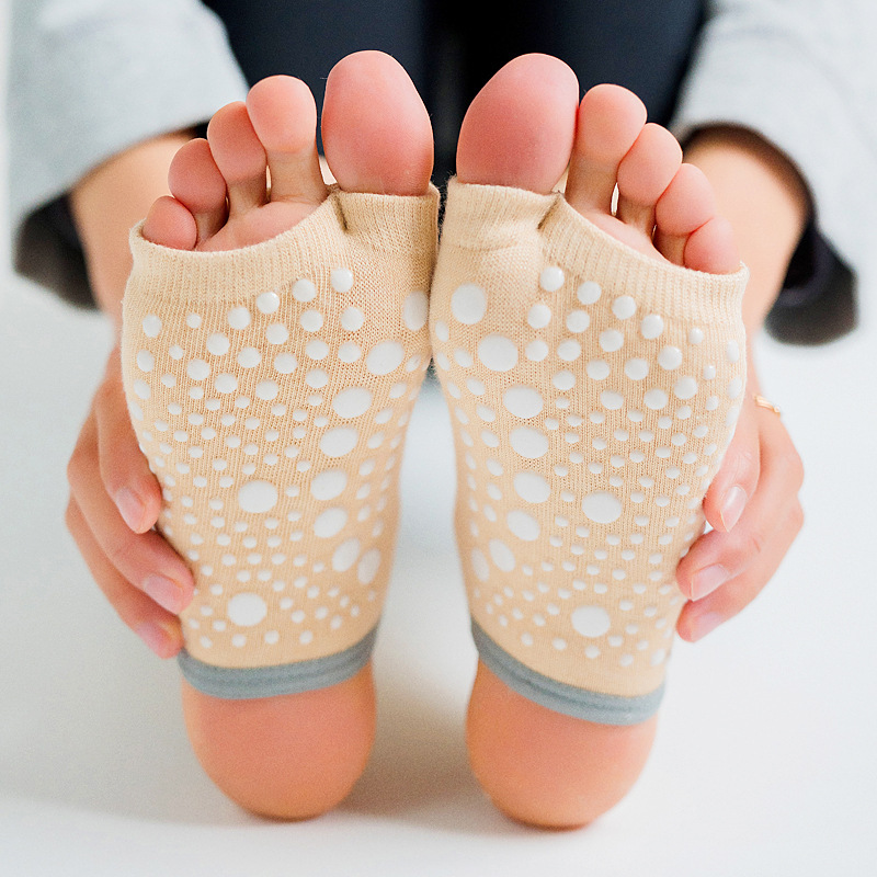 Four Seasons Mid-Calf Length Taekwondo Half Finger Finger Yoga Socks Female Five Finger Pilates Yoga Stockings for Dancing Trampoline Socks