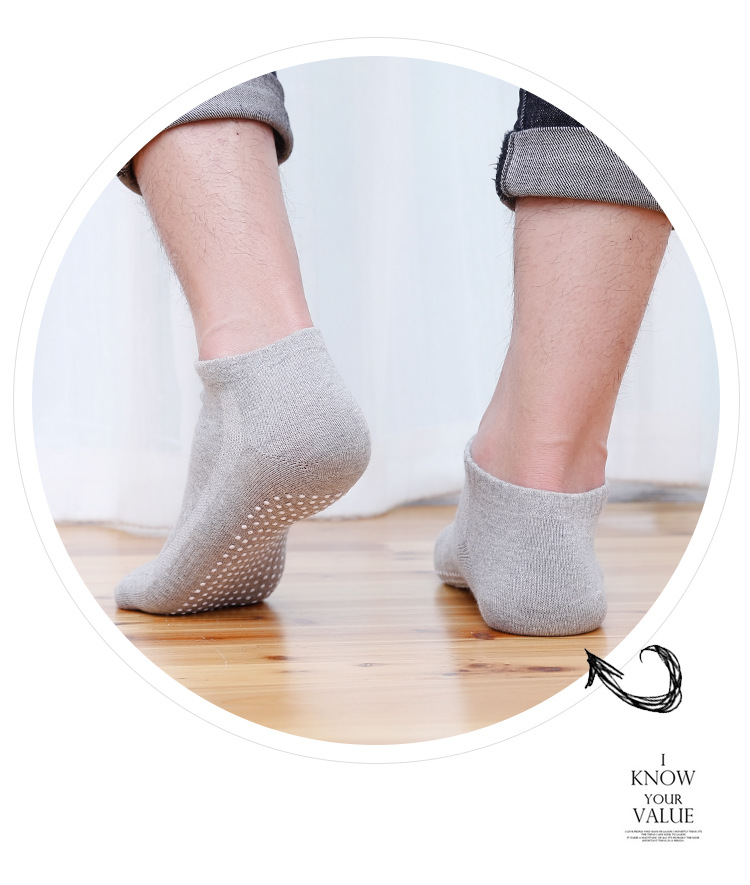 Dispensing Yoga Socks Sweat-Absorbent Breathable Boat Socks Trampoline Socks Indoor Non-Slip Floor Socks round Head Pilates Men's Socks