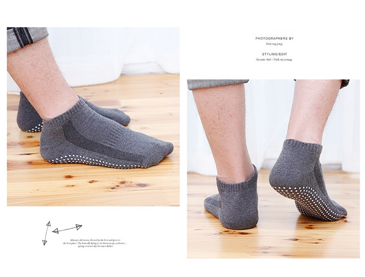 Dispensing Yoga Socks Sweat-Absorbent Breathable Boat Socks Trampoline Socks Indoor Non-Slip Floor Socks round Head Pilates Men's Socks