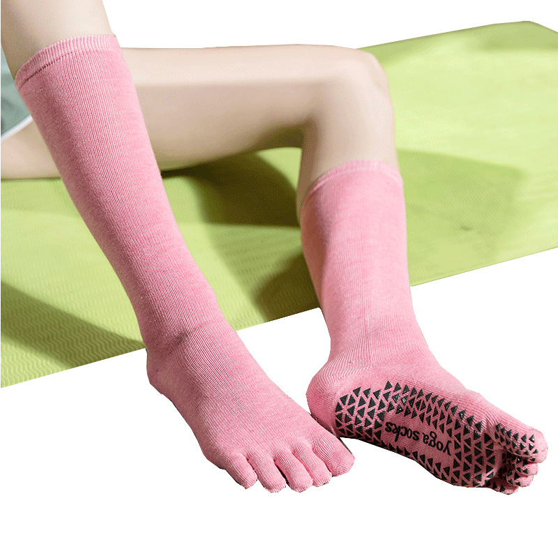Long Tube Yoga Socks Toe Socks Pilates Non-Slip Socks Split Toe over the Knee Mid Tube Silicone Sports Fitness Summer Delivery