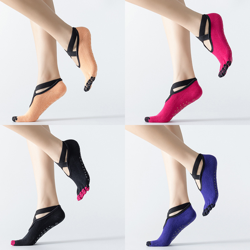 New Professional Yoga Pilates Training Jacquard Toe Socks Women&#039;s Trampoline Dance Non-Slip