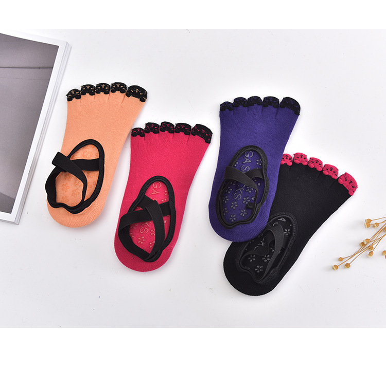 New Professional Yoga Pilates Training Jacquard Toe Socks Women's Trampoline Dance Non-Slip