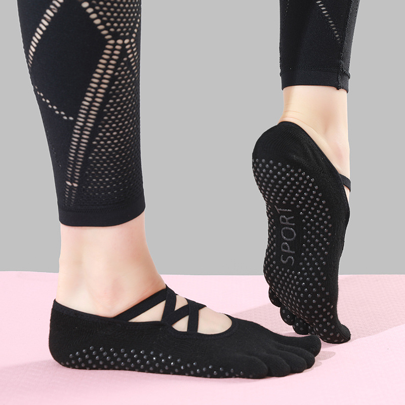 Autumn and Winter New Pilates Socks Yoga Socks Toe Socks Non-Slip Socks Professional Sports All-Inclusive Backless Multi-Strap
