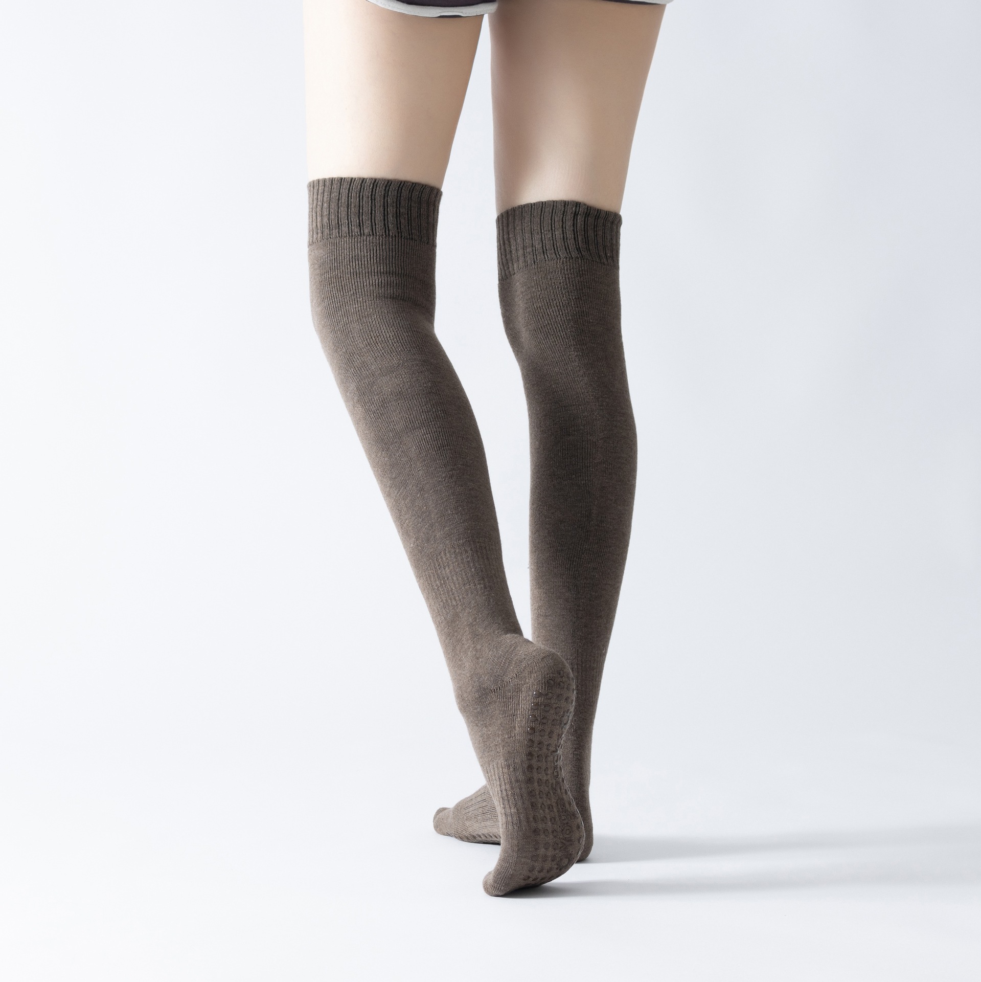 Autumn and Winter New over-the-Knee Long Tube Yoga Socks round Head Non-Slip Pilates Leg Warming Foot Sock Terry Velvet Thickened