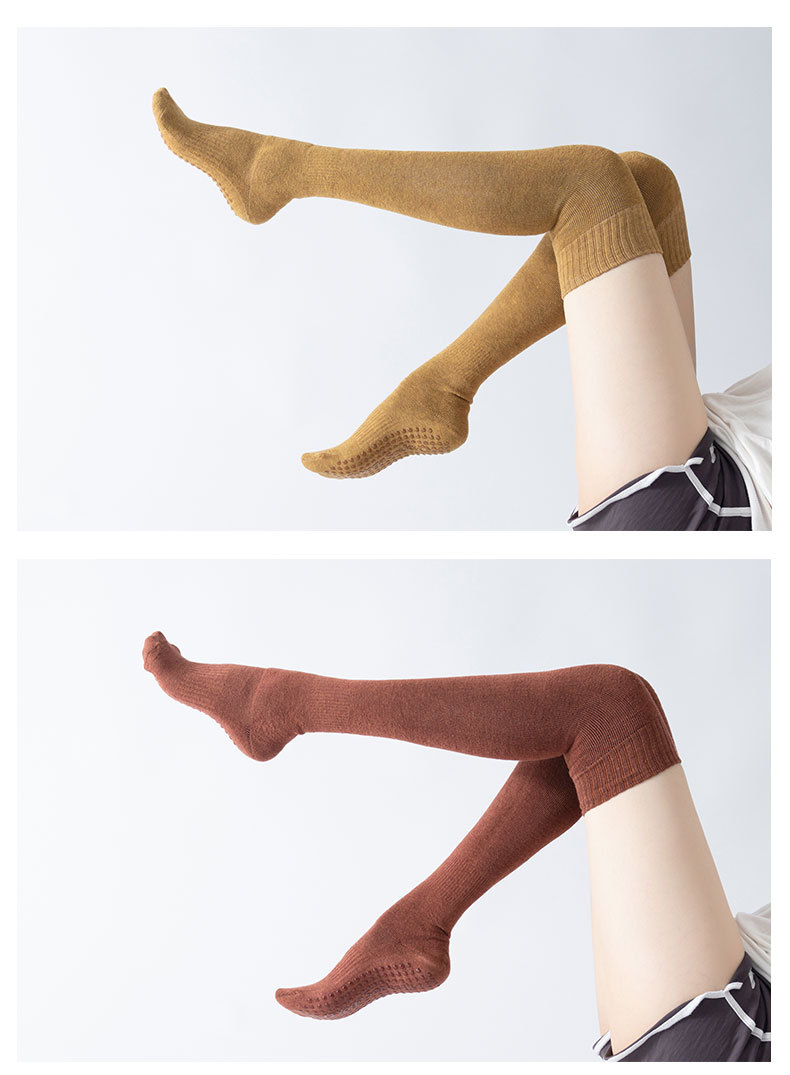 Autumn and Winter New over-the-Knee Long Tube Yoga Socks round Head Non-Slip Pilates Leg Warming Foot Sock Terry Velvet Thickened