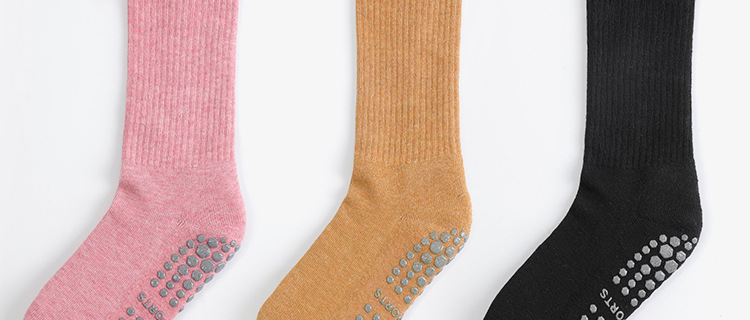 New Autumn and Winter Long Tube Yoga Socks Long Pilates Socks All-Inclusive Women's Terry Fleece Thickened Offset Printing Sequins