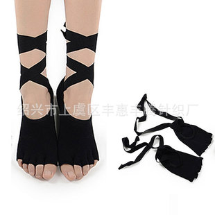 Non-Slip Yoga Socks Toe Socks Sports Professional Pilates Socks Open Toe Back High Quality Silicone Foreign Trade Set Logo