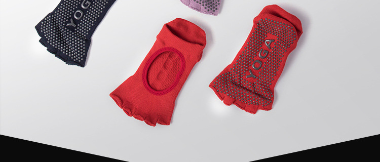 Non-Slip Yoga Socks Toe Socks Sports Professional Pilates Socks Open Toe Back High Quality Silicone Foreign Trade Set Logo