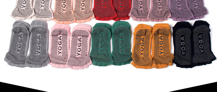 Non-Slip Yoga Socks Toe Socks Sports Professional Pilates Socks Open Toe Back High Quality Silicone Foreign Trade Set Logo