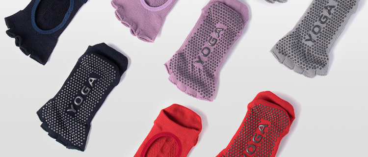 Non-Slip Yoga Socks Toe Socks Sports Professional Pilates Socks Open Toe Back High Quality Silicone Foreign Trade Set Logo