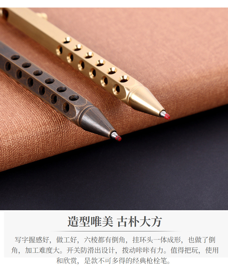 Huzhe Brass Pen Customizable Logo Retro Hexagonal Machine Gun Pen Signature Pen Roller Pen Office Stationery Gift Pen Huzhe Brass Pen Customizable Logo Retro Hexagonal Machine Gun Pen Signature Pen Roller Pen Office Stationery Gift Pen