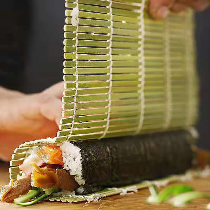 Sushi Roller Bamboo Curtain Non-Stick Japanese Cross-Border 24 * 24cm Green Skin Rice Roll Curtain Seaweed Rice Roll Mold