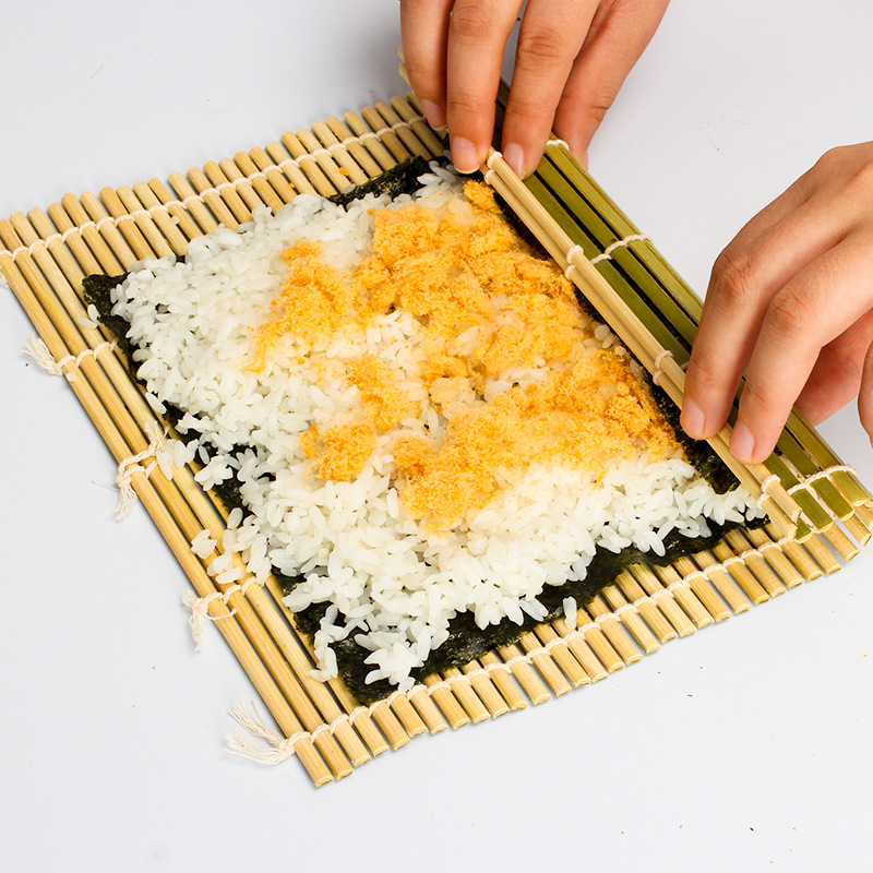 Sushi Roller Bamboo Curtain Non-Stick Japanese Cross-Border 24 * 24cm Green Skin Rice Roll Curtain Seaweed Rice Roll Mold