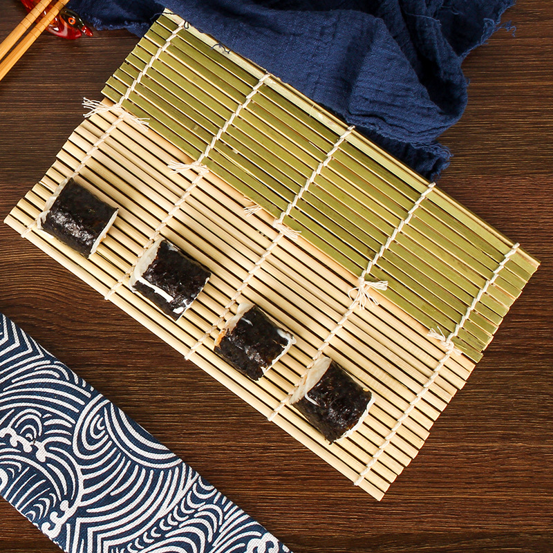Sushi Roller Bamboo Curtain Non-Stick Japanese Cross-Border 24 * 24cm Green Skin Rice Roll Curtain Seaweed Rice Roll Mold