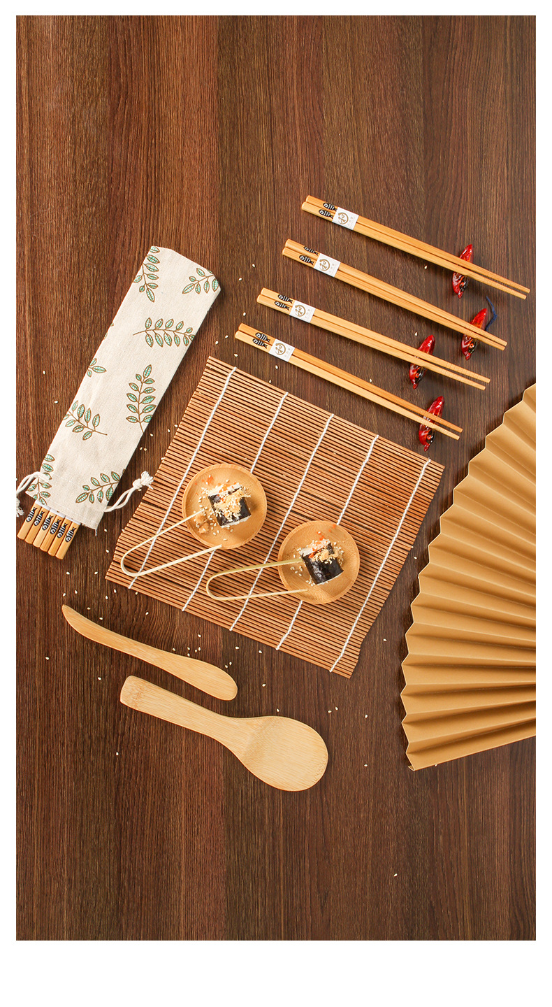 Sushi Roller Bamboo Curtain Non-Stick Japanese Cross-Border 24 * 24cm Green Skin Rice Roll Curtain Seaweed Rice Roll Mold