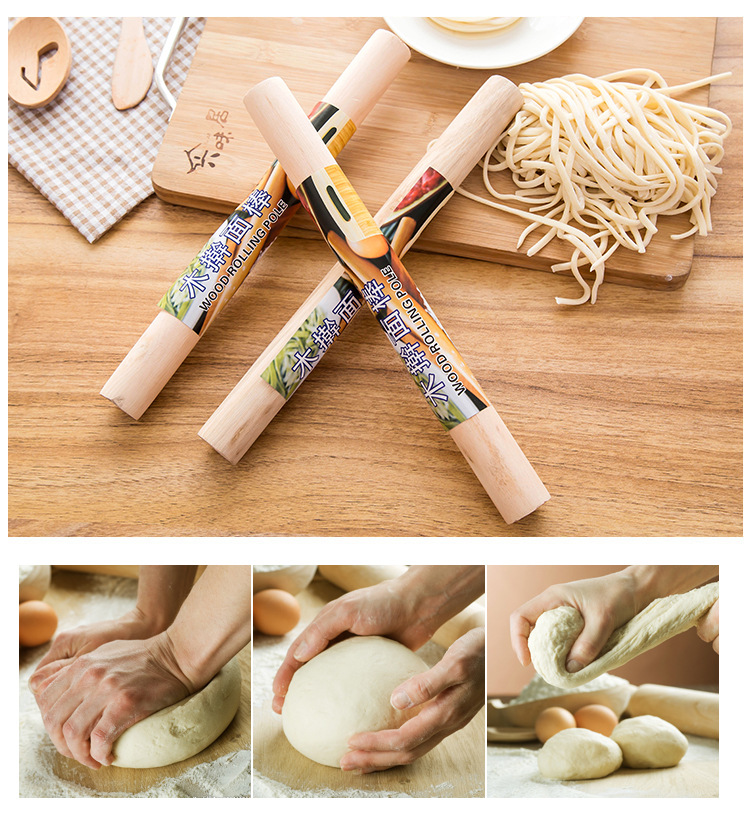 Rolling Pin Household Pizza Leather Dumpling Wrapper Solid Wood Rolling Pin Rolling Dough Dough Roller Baking Tool