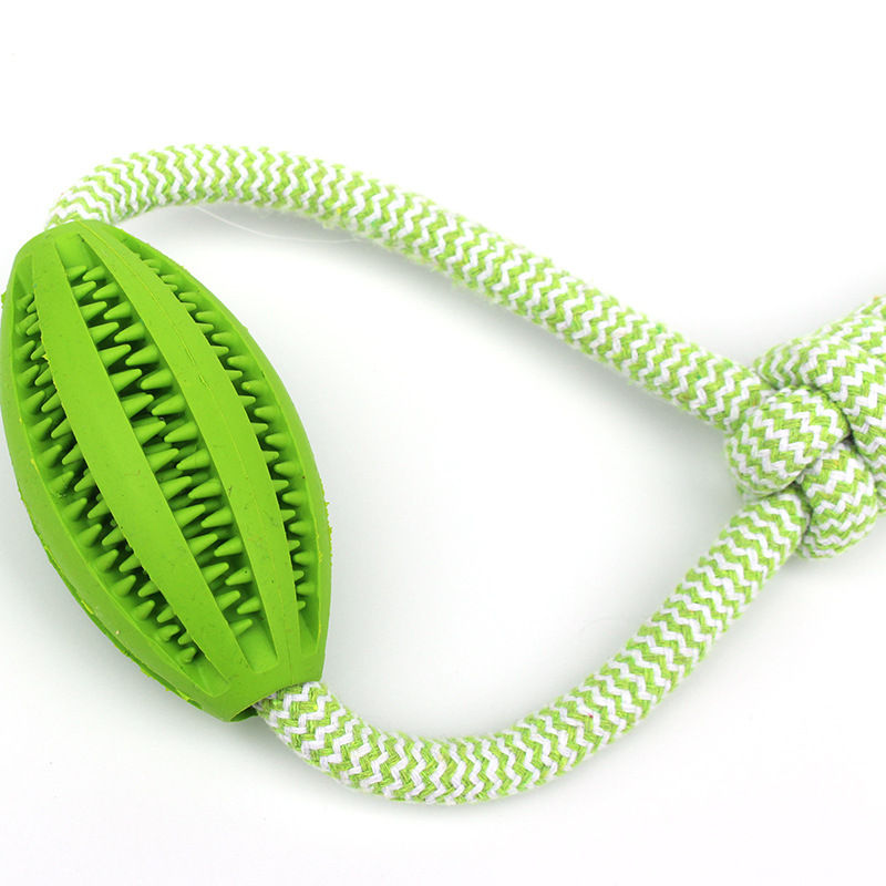 New Pet Toy Hand Pull Food Dropping Ball Rugby Medium and Large Dog Toy Cotton Knot Wear-Resistant Bite