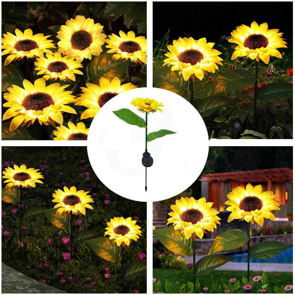 Garden Courtyard Decoration Lawn Lamp Solar Sunflower Simulation Festive Lantern Source Factory Can Be Processed and Customized