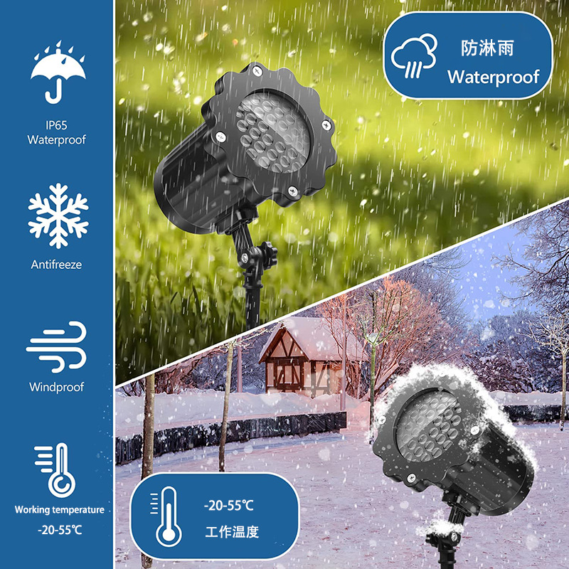 New LED Blizzard Snowflake Outdoor Lawn Projection Lamp Christmas Party Decoration Snowflake Light