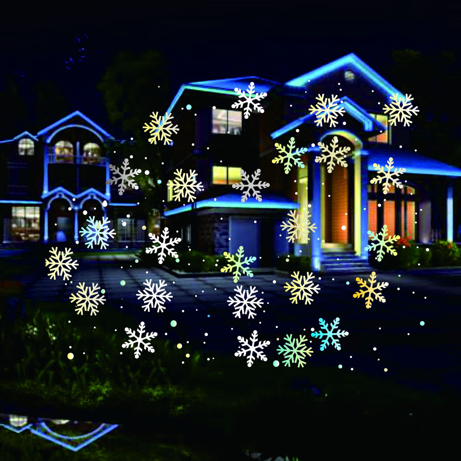 New LED Blizzard Snowflake Outdoor Lawn Projection Lamp Christmas Party Decoration Snowflake Light