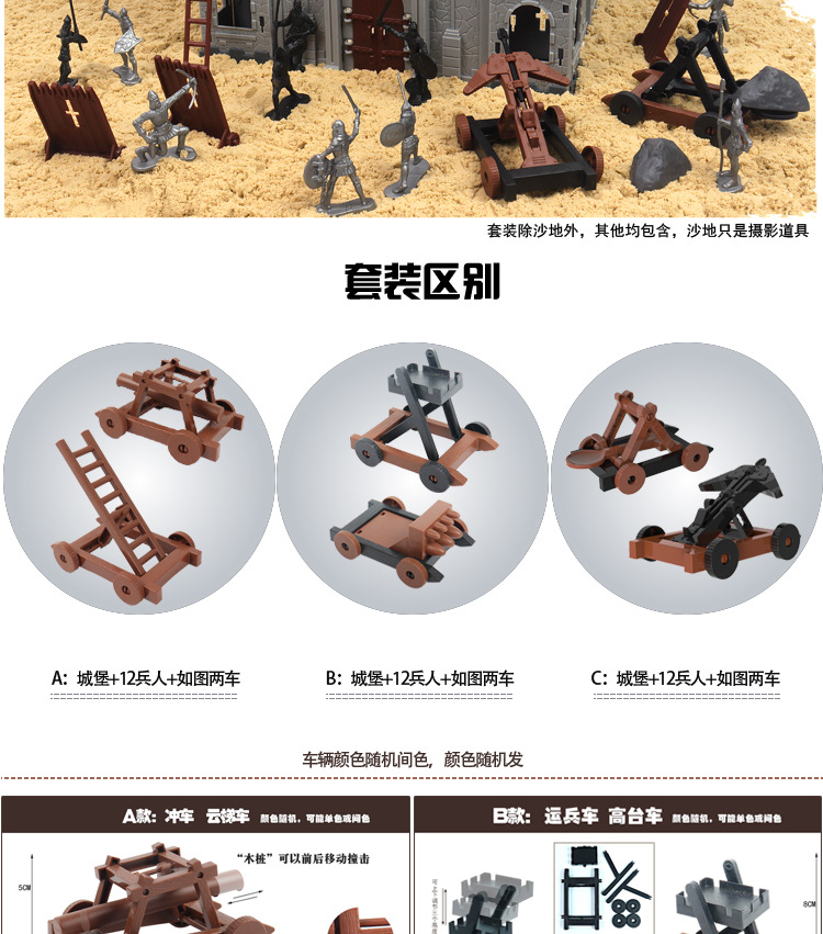 Children's DIY Self-Assembled Toys Assembled Castle Model Siege War Battlefield Ancient Soldier Castelet Suit