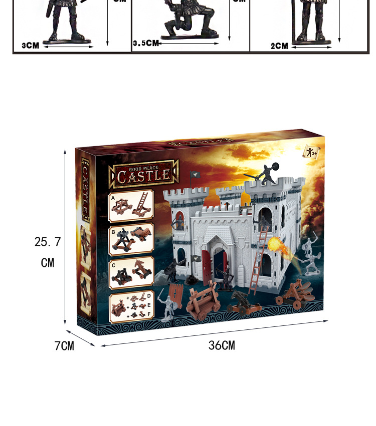 Children's DIY Self-Assembled Toys Assembled Castle Model Siege War Battlefield Ancient Soldier Castelet Suit